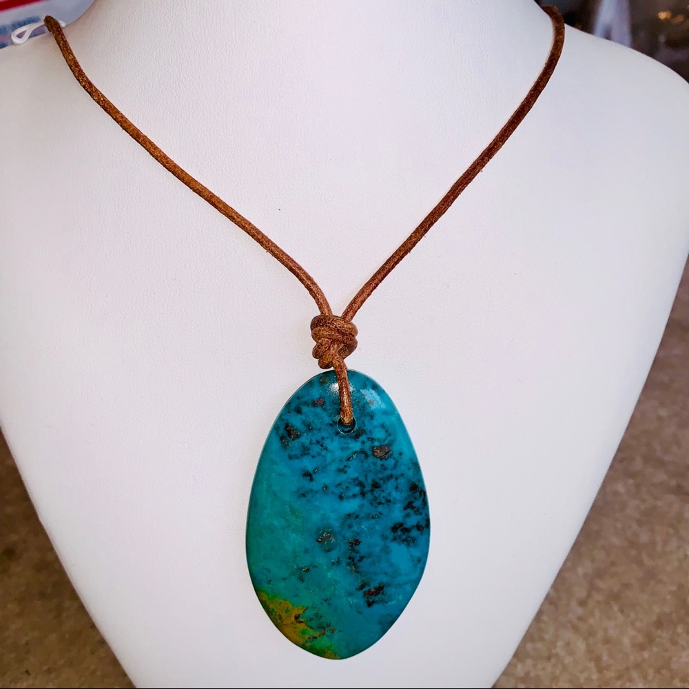 Real Turquoise on Brown Leather Strap